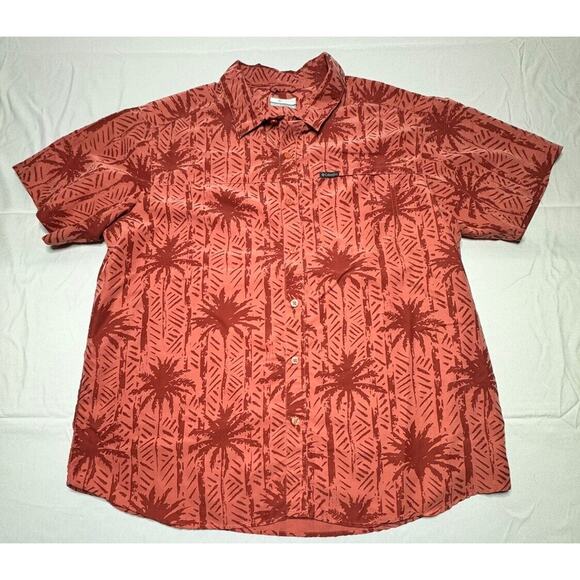 Columbia Men's Short Sleeve Button Up Red/Pink Hawaiian Shirt - Size XL - Picture 1 of 3